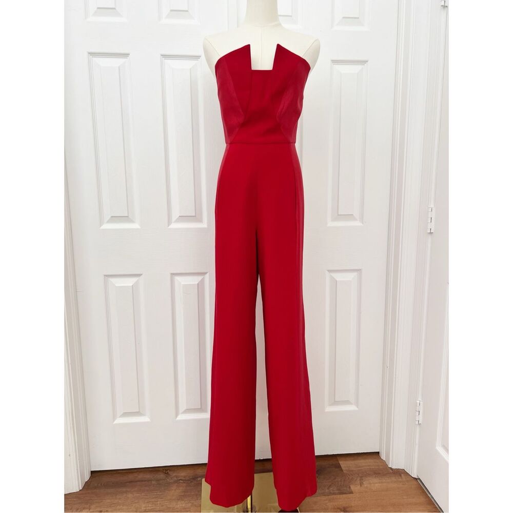 Black Halo Womens Red Colorblock Sleeveless Lined Jumpsuit Size 0 NWT